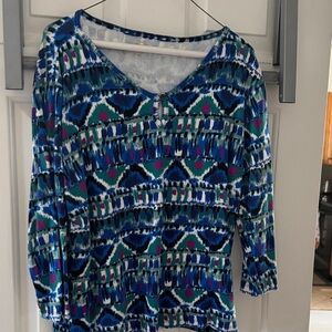 Anne Klein Vibrant Blue and Green Blouse
